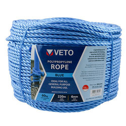 TIMco Blue Poly Rope Long - Coil - 6mm x 220m - 1 EA - Unit