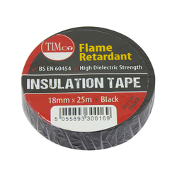 TIMco PVC Insulation Tape - Black - 25m x 18mm - 10 PCS - Roll Pack