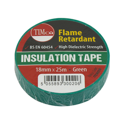 TIMco PVC Insulation Tape - Green - 25m x 18mm - 10 PCS - Roll Pack