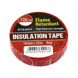 TIMco PVC Insulation Tape - Red - 25m x 18mm - 10 PCS - Roll Pack