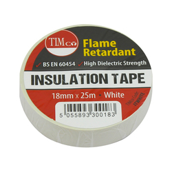 TIMco PVC Insulation Tape - White - 25m x 18mm - 10 PCS - Roll Pack