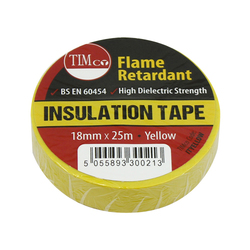 TIMco PVC Insulation Tape - Yellow - 25m x 18mm - 10 PCS - Roll Pack