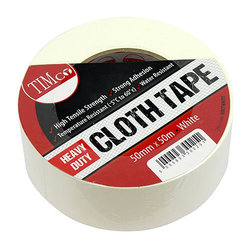 TIMco Heavy Duty Cloth Tape - White - 50m x 50mm - 1 EA - Roll