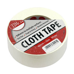 TIMco Cloth Tape - White - 50m x 48mm - 1 EA - Roll