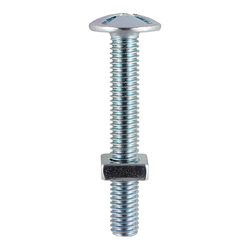 TIMco Roofing Bolt & SQ Nut - BZP - M6 x 12 - 150 PCS - TIMbag