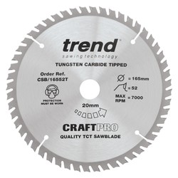 Trend CSB/16552T Craft saw blade 165mm x 52 teeth x 20 thin