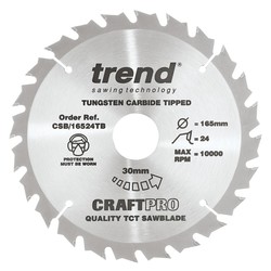 Trend CSB/16524TB Craft saw blade 165mm x 24 teeth x 30 thin