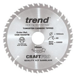 Trend CSB/16540TB Craft saw blade 165mm x 40 teeth x 30 thin