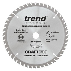 Trend CSB/16548TC Craft saw blade 165mm x 48 teeth x 15.88 thin