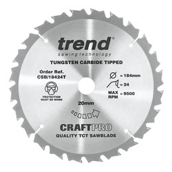 Trend CSB/18424T Craft saw blade 184mm x 24 teeth x 20 thin