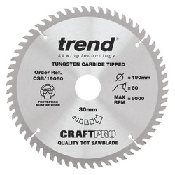 Trend CSB/19060 Craft saw blade 190mm x 60 teeth x 30mm