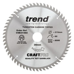 Trend CSB/21560 Craft saw blade 215mm x 60 teeth x 30mm