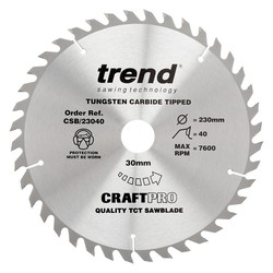 Trend CSB/23040 Craft saw blade 230mm x 40 teeth x 30mm
