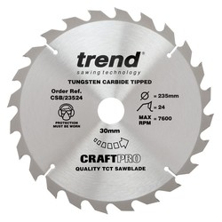 Trend CSB/23524 The Craft Pro 235mm diameter 30mm bore 24 tooth general purpose saw blade for hand held circular saws
