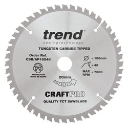 Trend CSB/AP16548 Craft saw blade aluminium and plastic 165 x 48 teeth x 20