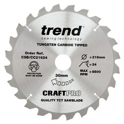 Trend CSB/CC21624 Craft saw blade crosscut 216mm x 24 teeth x 30mm
