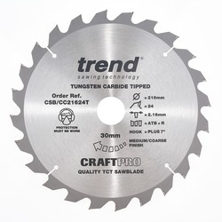 Trend CSB/CC21624T Craft saw blade crosscut 216mm x 24 teeth x 30mm thin