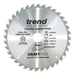 Trend CSB/CC21636T Craft saw blade crosscut 216mm x 36 teeth x 30mm thin