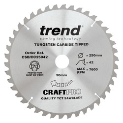 Trend CSB/CC25042 Craft saw blade crosscut 250mm x 42 teeth x 30mm