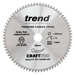 Trend CSB/CC25072 Craft saw blade crosscut 250mm x 72 teeth x 30mm