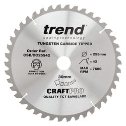 Trend CSB/CC25542 Craft saw blade crosscut 255mm x 42 teeth x 30mm