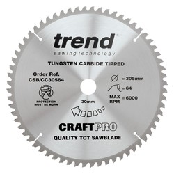 Trend CSB/CC30564 Craft saw blade crosscut 305mm x 64 teeth x 30mm