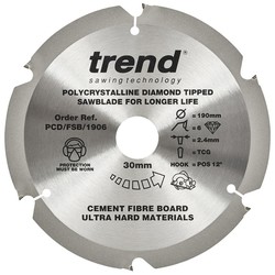 Trend PCD/FSB/1906 Fibreboard sawblade PCD 190mm x 6T x 30mm
