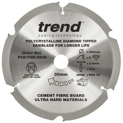 Trend PCD/FSB/2506 Fibreboard sawblade PCD 250mm x 6T x 30mm