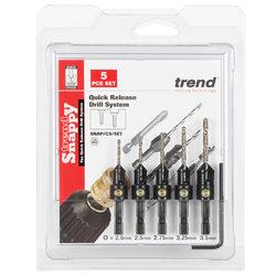 Trend SNAP/CS/SET Trend Snappy 5 piece countersink set - makes pilot holes and countersinks in one go for faster, professional finishes. For No4 to No12 gauge screws